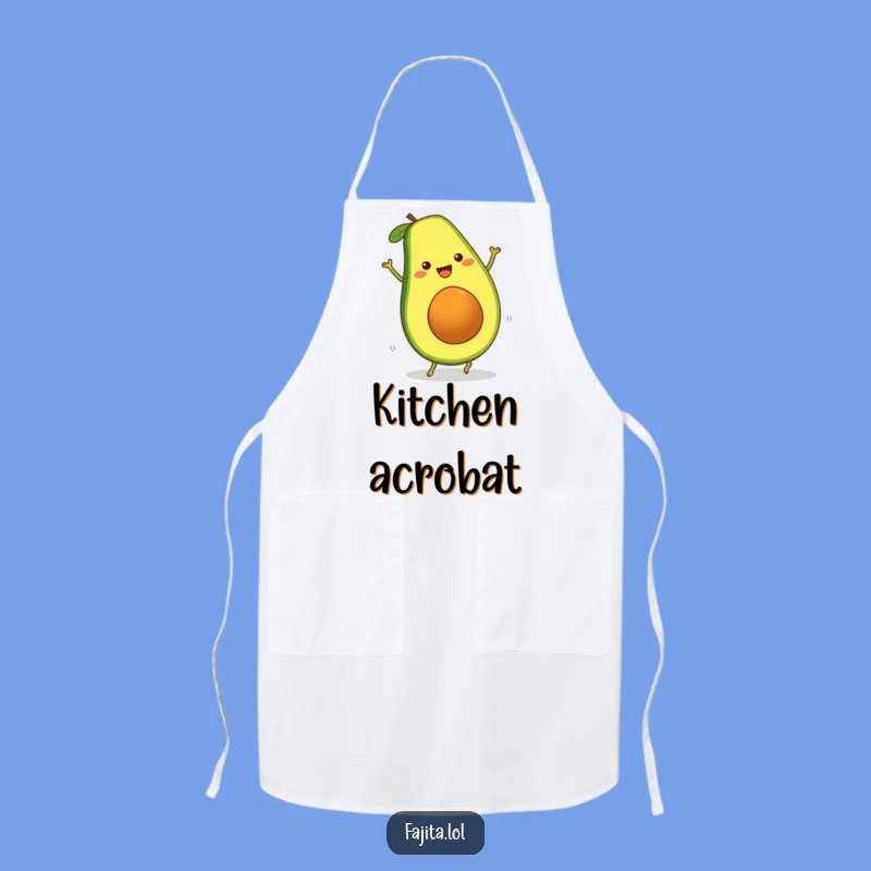 Funny Cartwheeling Avocado Slice Apron - Cheerful Fajita Fun, Chef's Humorous Gift