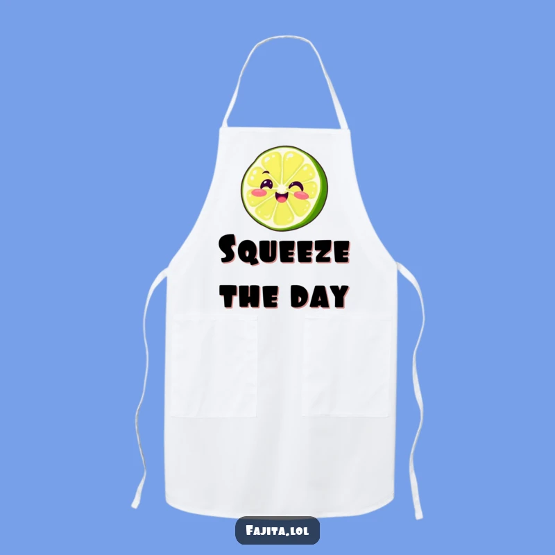 Funny Wiggling Lime Slice Apron - Smiling Fajita Fun, Chef's Humorous Gift
