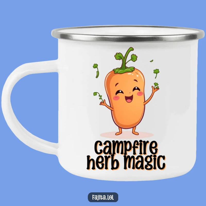 Funny Pepper Juggling Cilantro Camping Mug - Outdoor Adventures & Veggie Fun