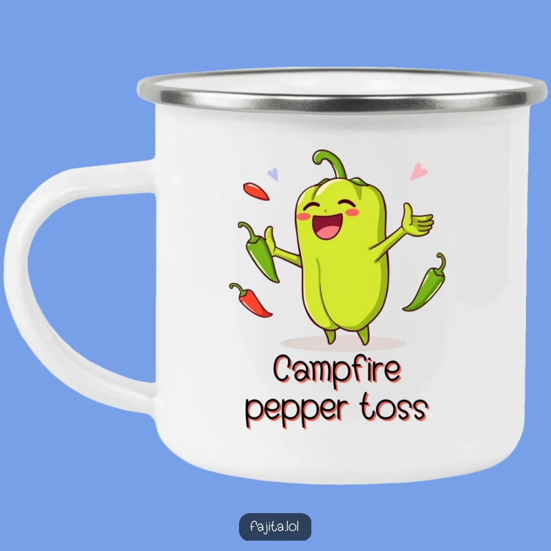 Funny Bell Pepper Jalapeno Juggling Camping Mug: Adventure Fuelled by Veggie Fun