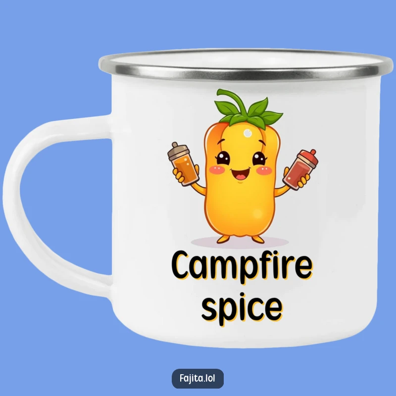 Funny Bell Pepper Juggling Spices Camping Mug: Adventure with Culinary Humor