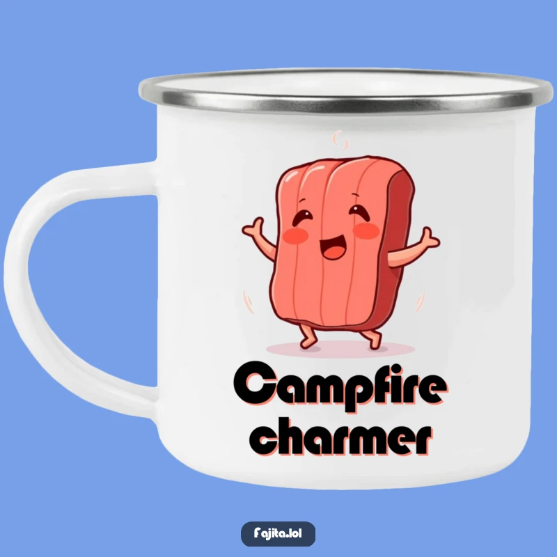 Funny Dancing Meat Strip Camping Mug: Adventure with BBQ Humor