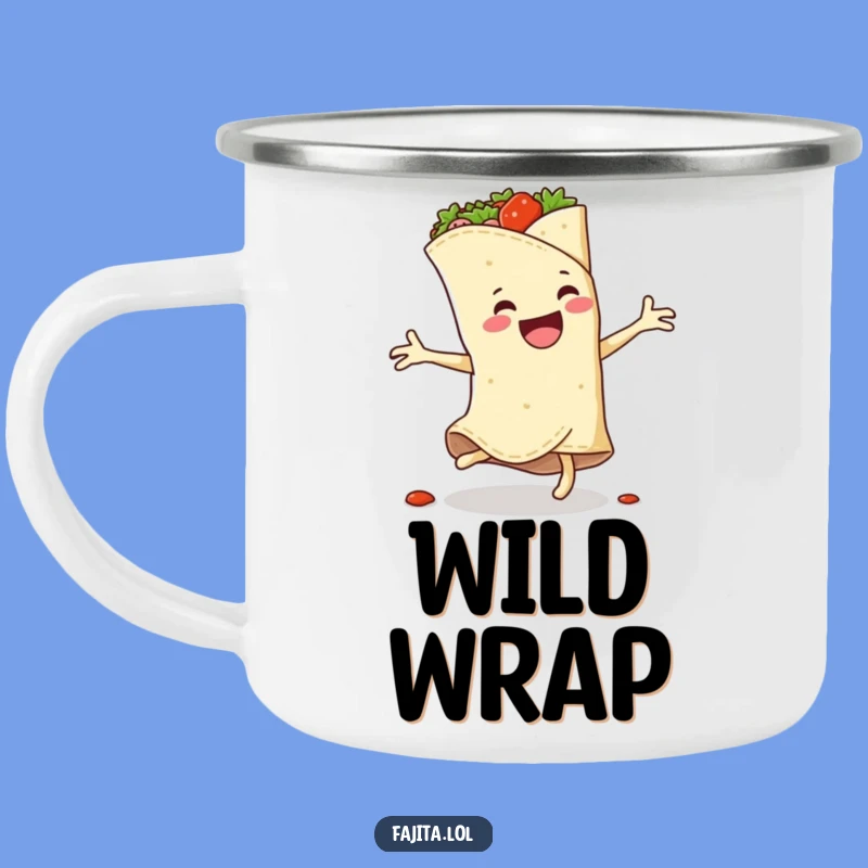 Funny Fajita Wrap Cartwheel Camping Mug: Adventure with Spicy Humor