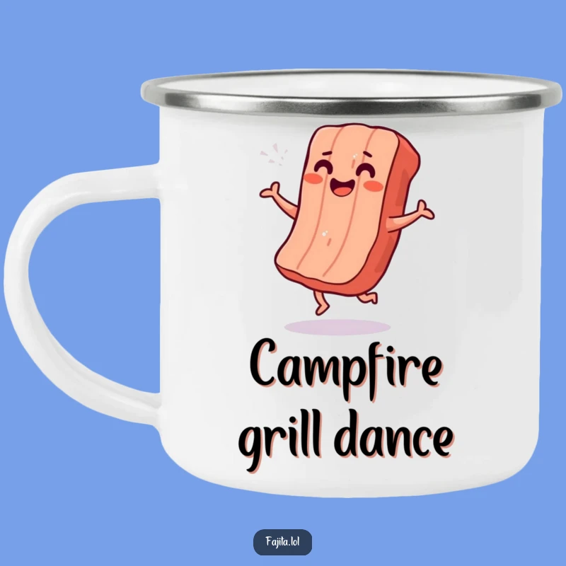 Funny Grilled Meat Shimmy Camping Mug - Hilarious Dancing Outdoor Cup