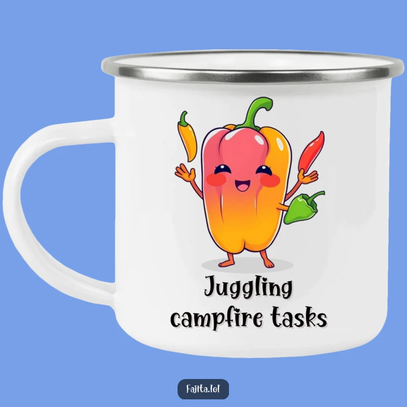 Funny Bell Pepper Juggling Camping Mug: Your Hilarious Outdoor Beverage Companion