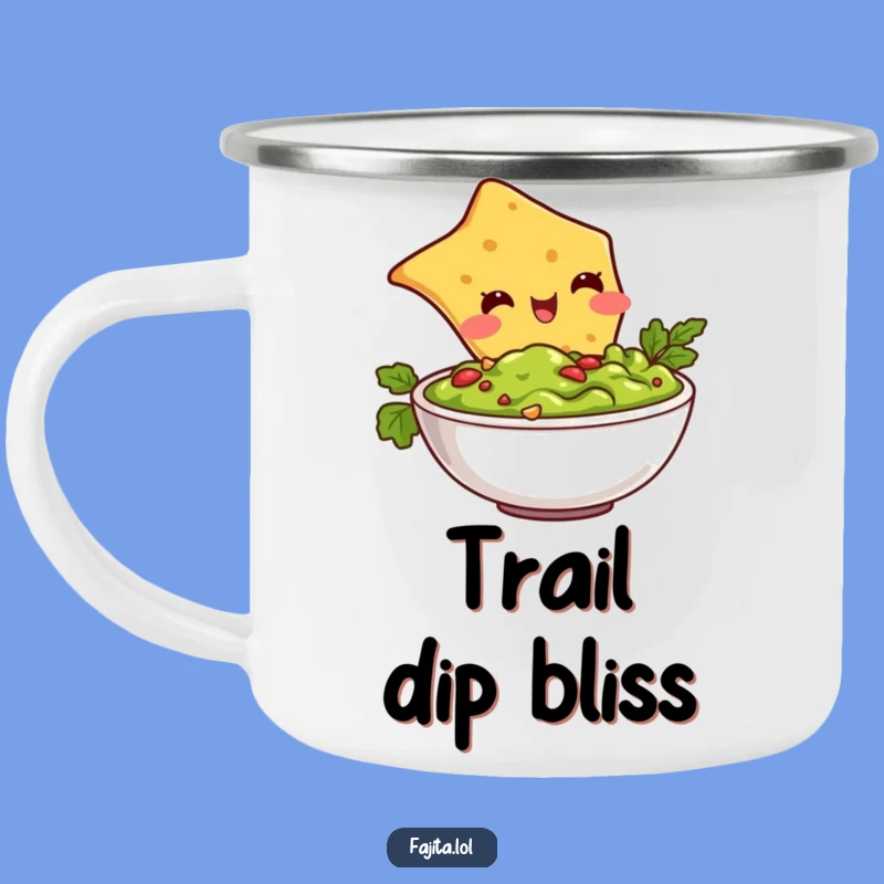 Funny Chip Diving Guacamole Camping Mug: Adventure with Mexican Snack Humor