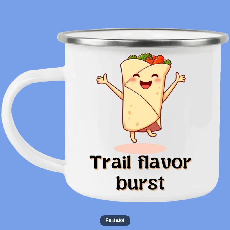 Funny Fajita Wrap Camping Mug - Hilarious Cartwheel Outdoor Coffee Cup