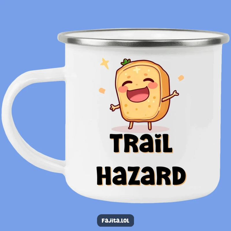 Durable Funny Tripping Fajita Slice Camping Mug - Comedic Fall, Outdoor Humor Gift