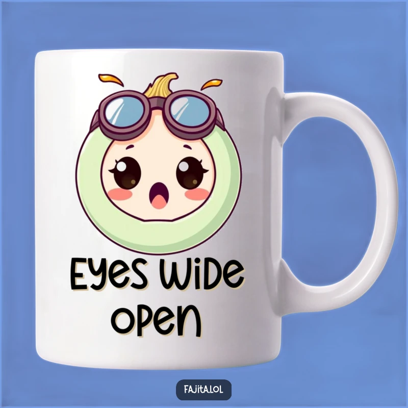 Funny Onion Ring Goggles Mug: Surprised Character Coffee Cup Gift