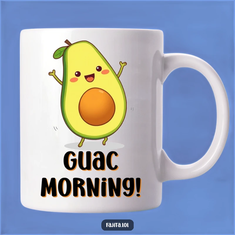 Funny Cartwheeling Avocado Slice Mug - Cheerful Fajita Ingredient, Perfect Gift for Food Lovers