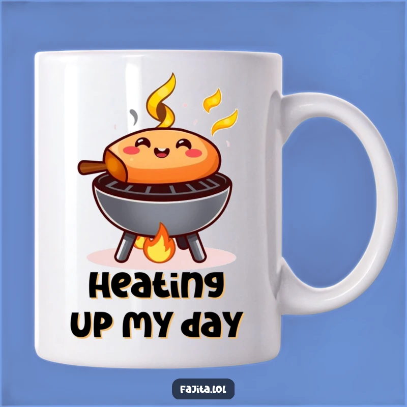 Funny Sizzling Fajita Mug: Enjoy Hot Food Humor with this Cheerful Grill Design