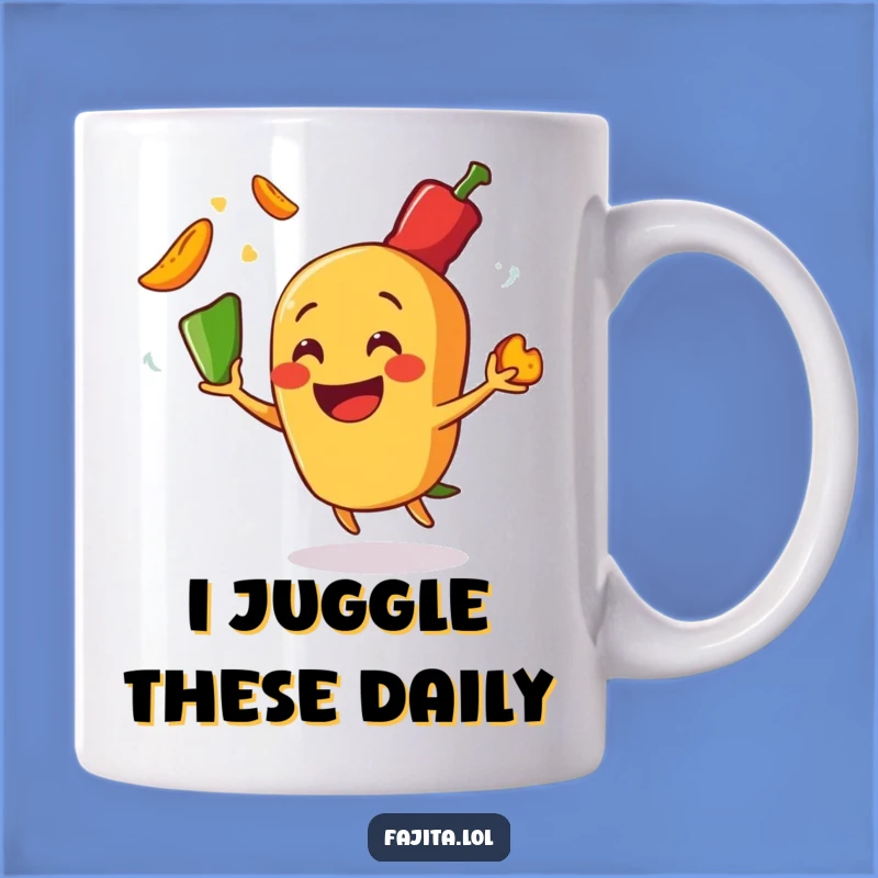 Funny Fajita Fiesta Mug: Sizzling Pepper Juggling Action, Perfect Humorous Gift