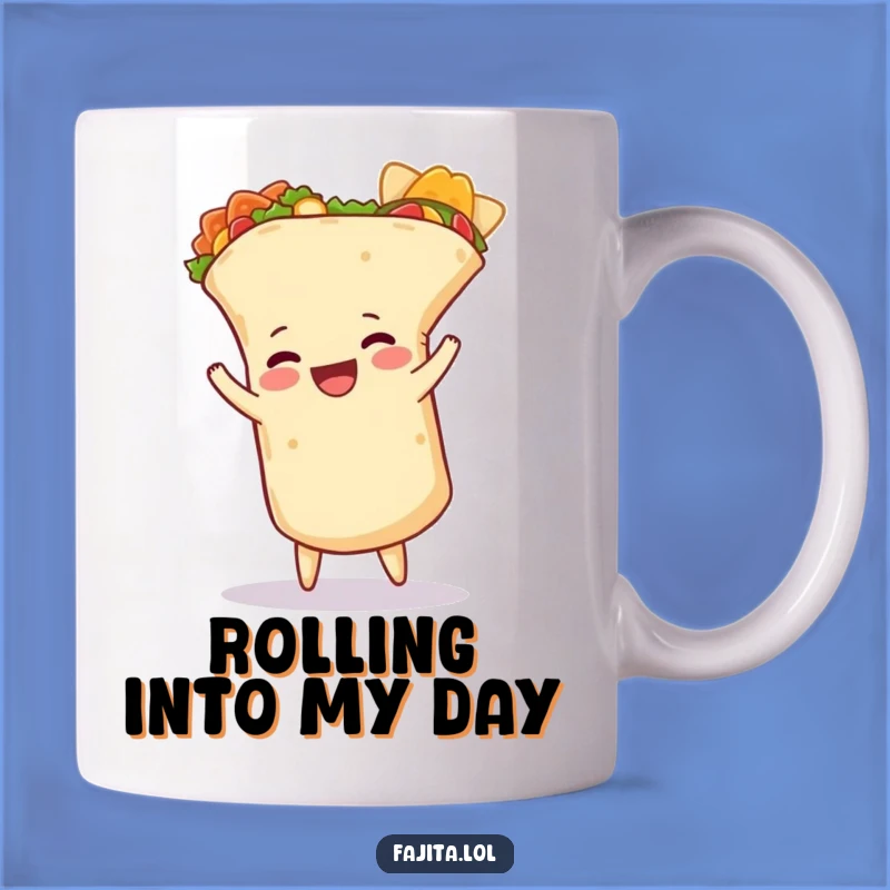 Funny Burrito Cartwheel Mug: A Hilarious Mexican Food Character Makes a Great Gift