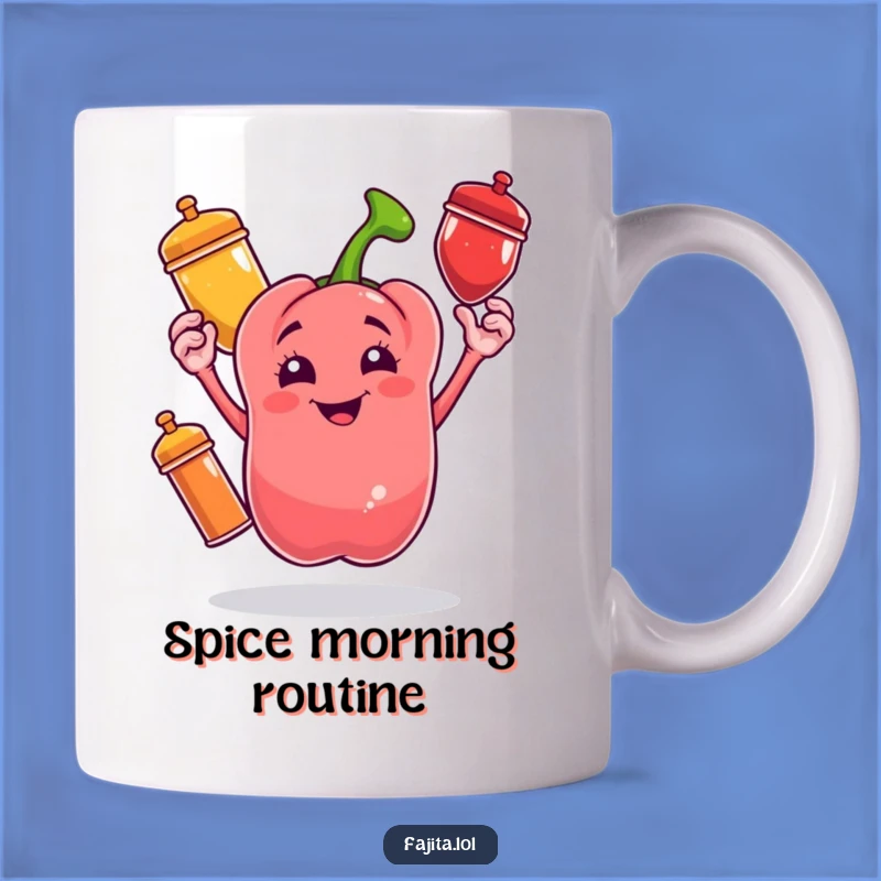Funny Bell Pepper Spice Mug - Cheerful Juggling Gift for Cooks