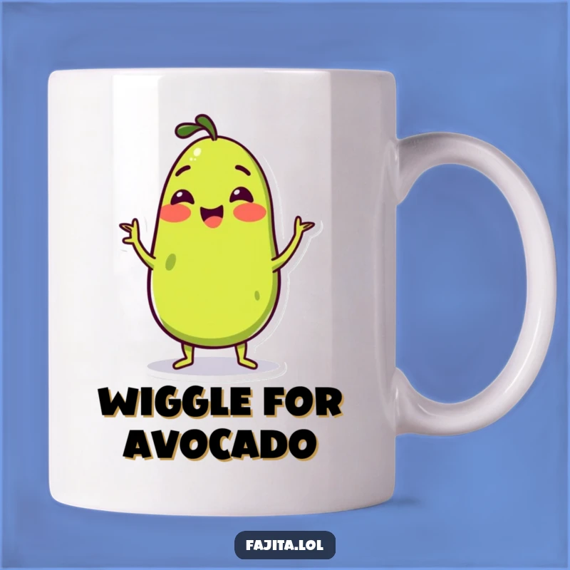Funny Guacamole Wiggle Mug: Cheerful Avocado Character Dancing Hilariously, Perfect Funny Gift