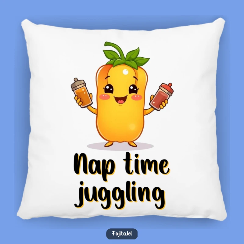 Funny Bell Pepper Juggling Spices Pillow: Cozy & Hilarious Kitchen Decor