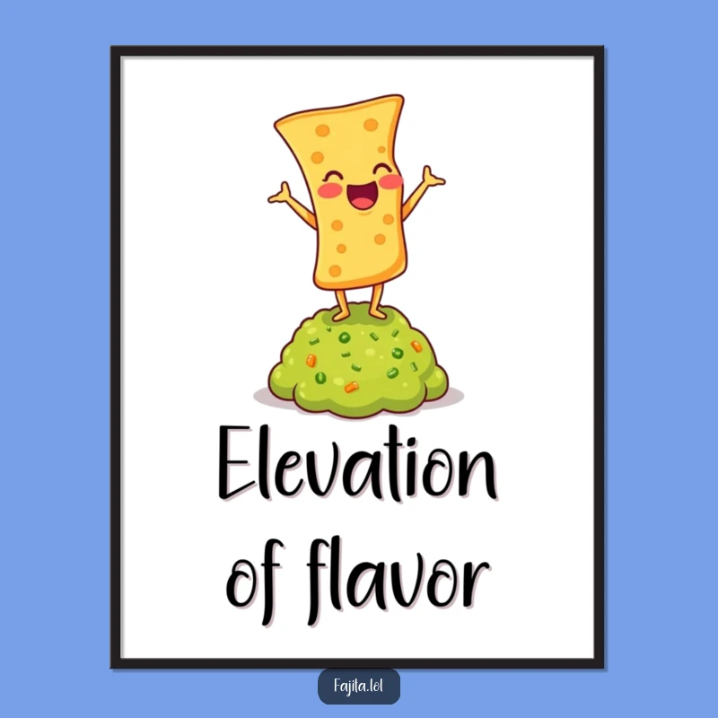 Funny Tortilla Chip Digital Art: Guacamole Headstand Quirky Print Gift