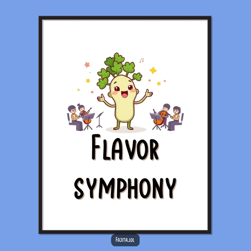 Funny Cilantro Conductor Digital Art - Spice Orchestra Printable Wall Decor, Unique Gift