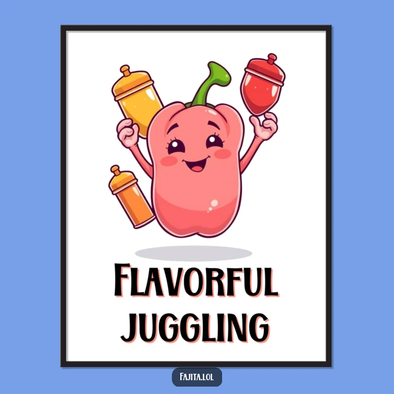Funny Bell Pepper Spice Digital Art - Cheerful Juggling Print