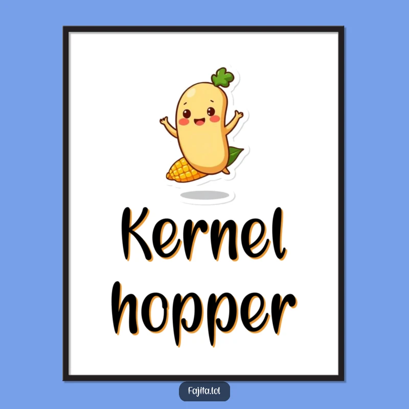 Funny Bouncing Bean Digital Art Print - Happy Movement, Instant Download Gift