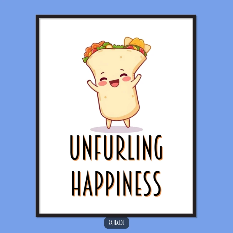 Funny Burrito Cartwheel Digital Art: Instant Hilarious Mexican Food Poster Download