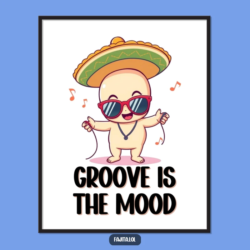 Funny Groovy Sombrero Digital Art: Cool Character Printable Decor for Parties