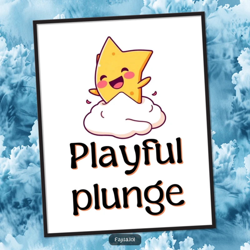 Funny digital art of a mischievous nacho chip captured mid-dive into a creamy dollop of sour cream.