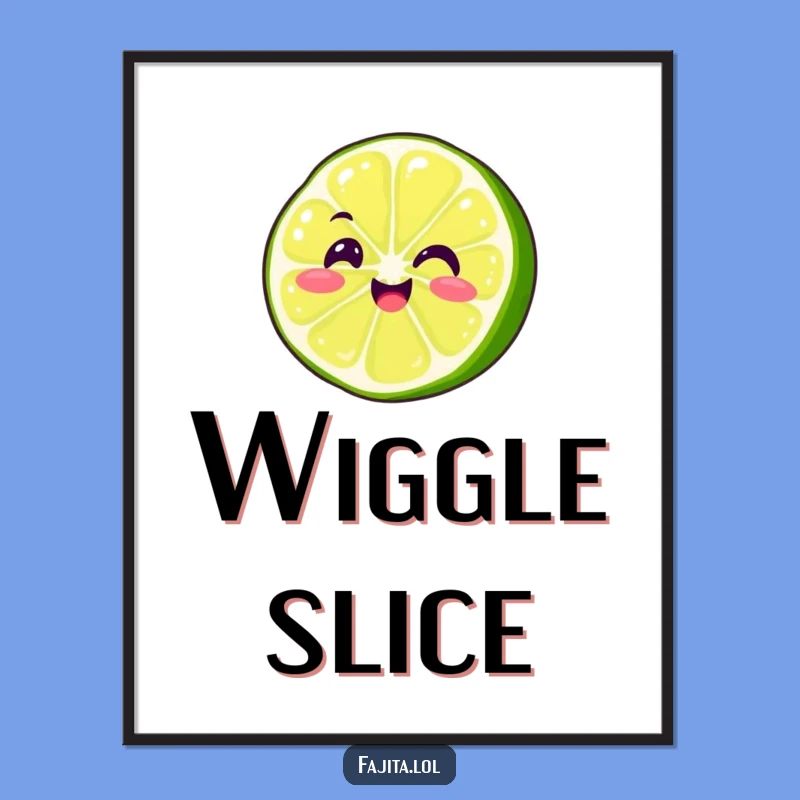 Funny Wiggling Lime Slice Digital Art Print - Smiling Movement, Instant Download Gift