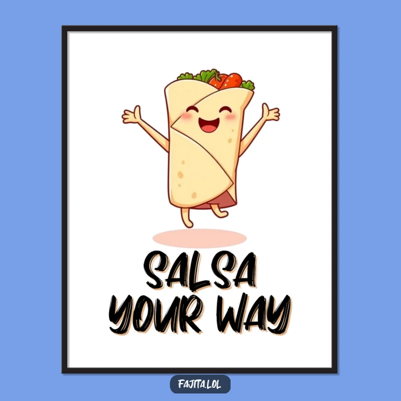 Funny Fajita Wrap Digital Art - Hilarious Cartwheel Fiesta Print