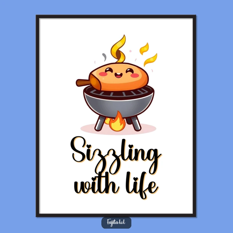 Funny Sizzling Fajita Digital Art: Instantly Download Cheerful Grill Decor