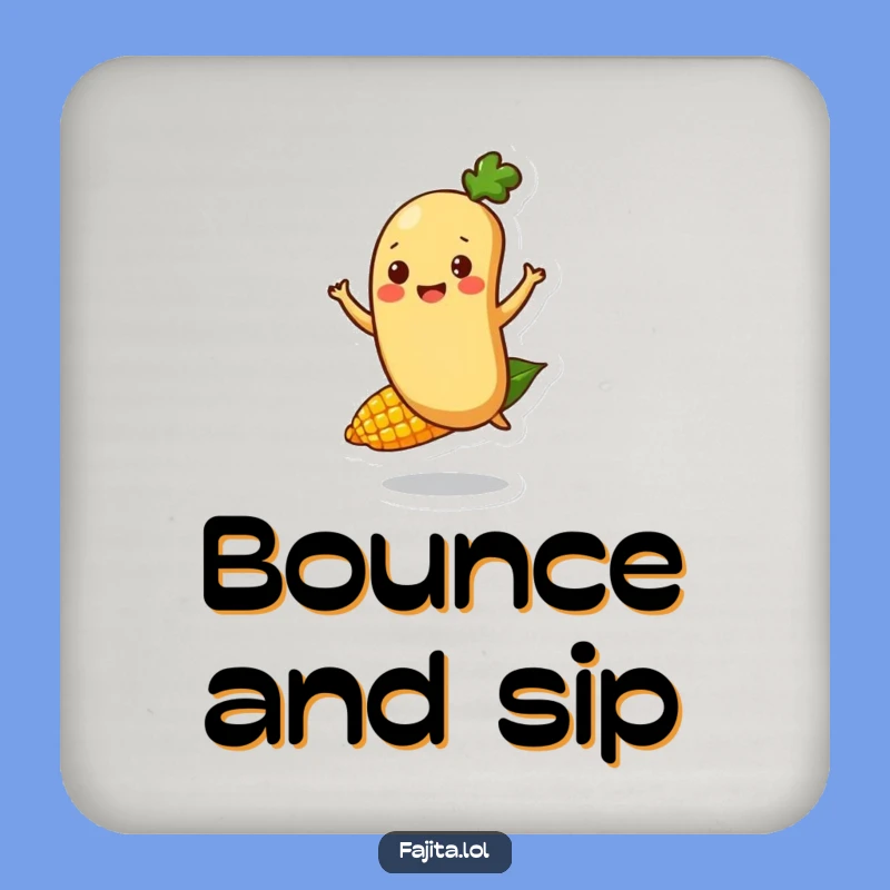 Set of Funny Bouncing Bean Coasters - Happy Action, Tabletop Humor Gift