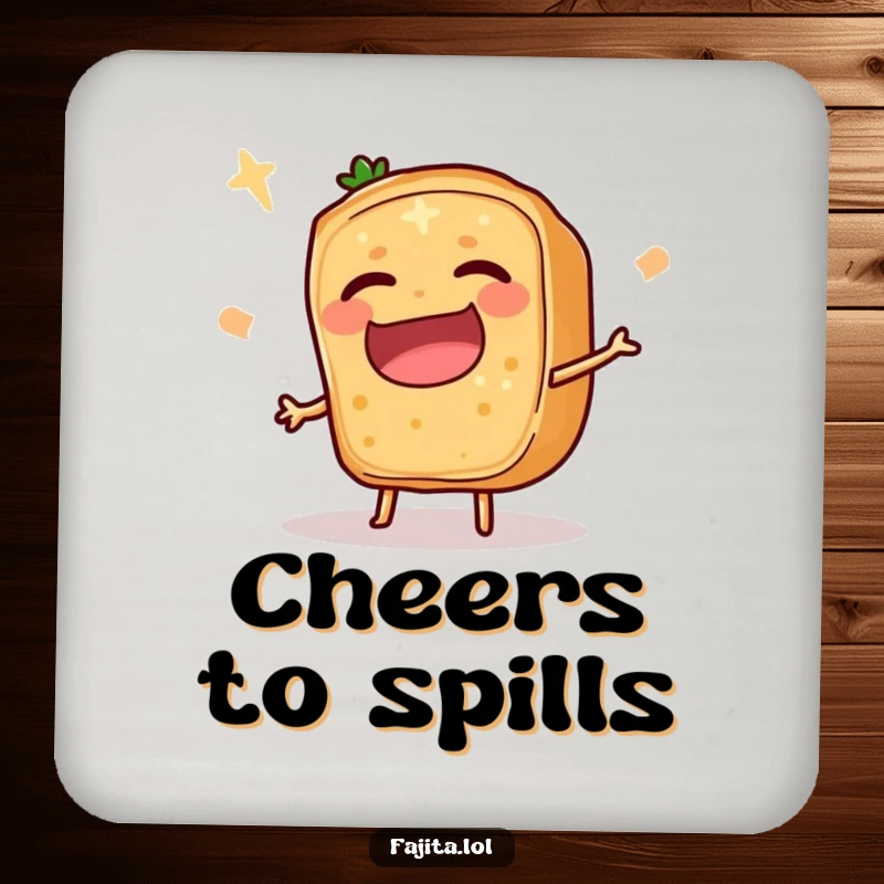 Funny Fajita Ingredient Slice Coasters capturing a comedic trip, adding humor and protection to tabletops.