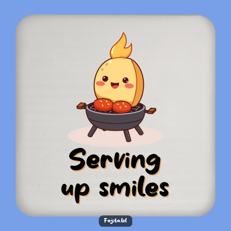Funny Sizzling Fajita Coasters: Happy Grill Cartoon Set for Party Tables
