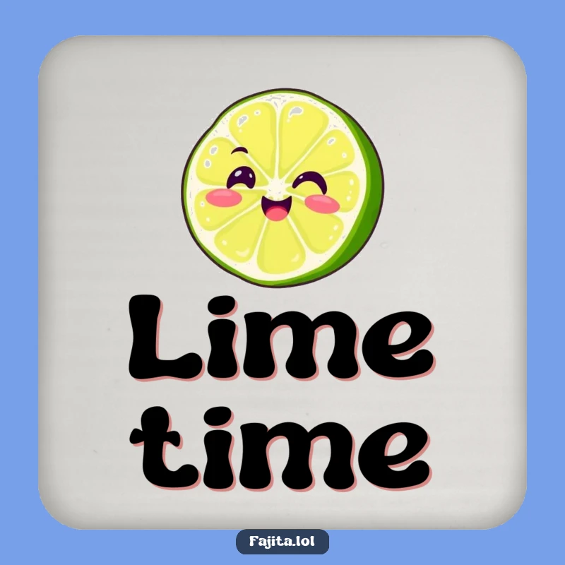 Set of Funny Wiggling Lime Slice Coasters - Smiling Action, Tabletop Humor Gift