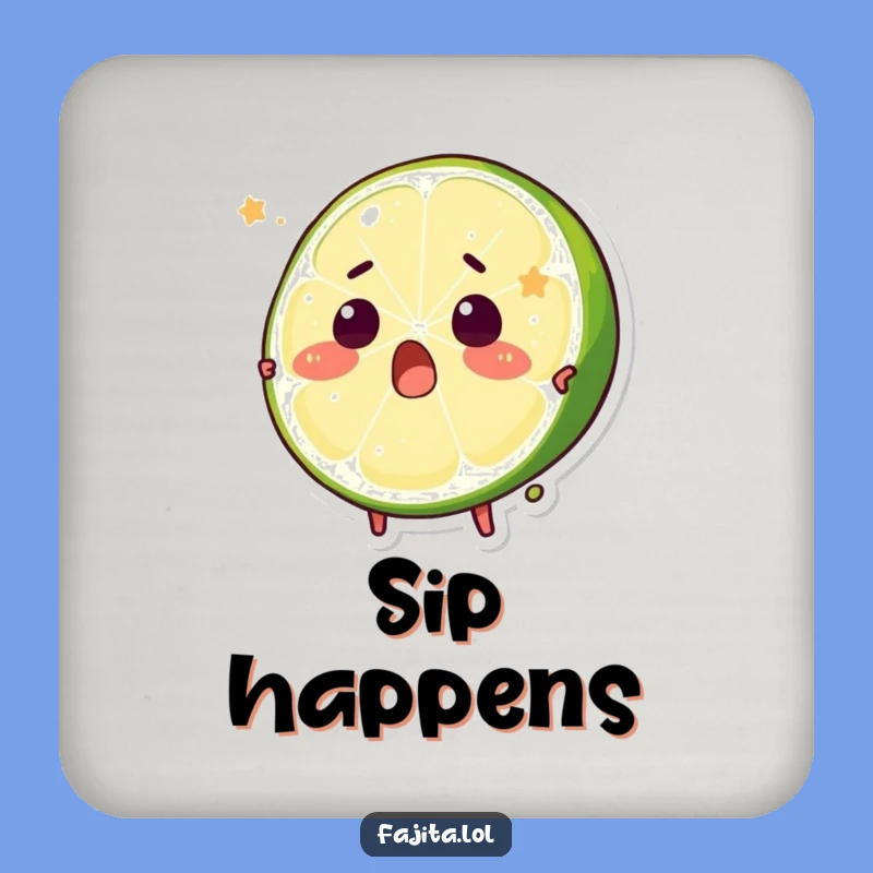 Funny Surprised Lime Coaster - Protect Surfaces with Citrus Humor