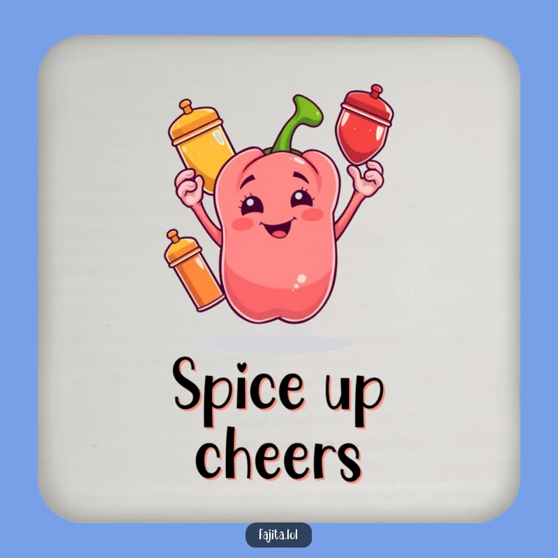 Funny Bell Pepper Spice Coaster - Cheerful Juggling Drink Mat