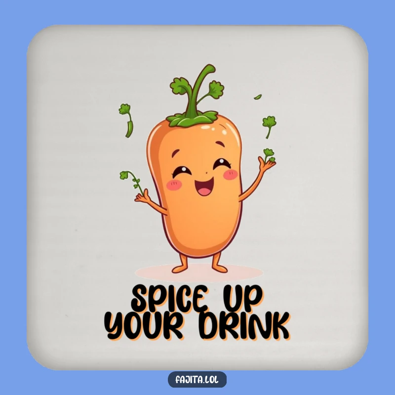 Funny Pepper Juggling Cilantro Coaster - Protect Surfaces with Veggie Charm