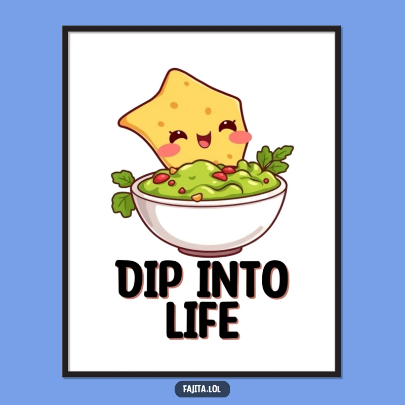 Funny Chip Diving Guacamole Poster: Hilarious Mexican Art Print for Walls