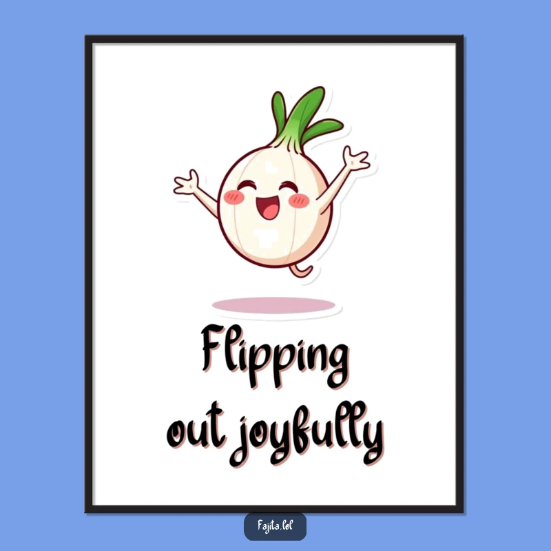 Funny Onion Ring Cartwheel Poster - Energetic Foodie Wall Art, Unique Gift Idea