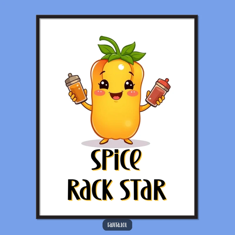 Funny Bell Pepper Juggling Spices Poster: Hilarious Kitchen Art Print