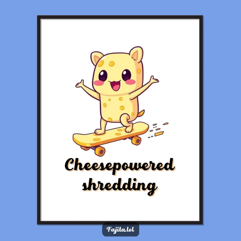 Funny Fajita Skateboarder Poster: Cheesy Wall Art, Hilarious Thrill Gift