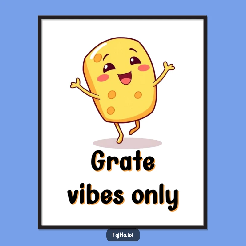 Funny Giggling Cheese Shred Poster - Cheerful Jig Art for Walls