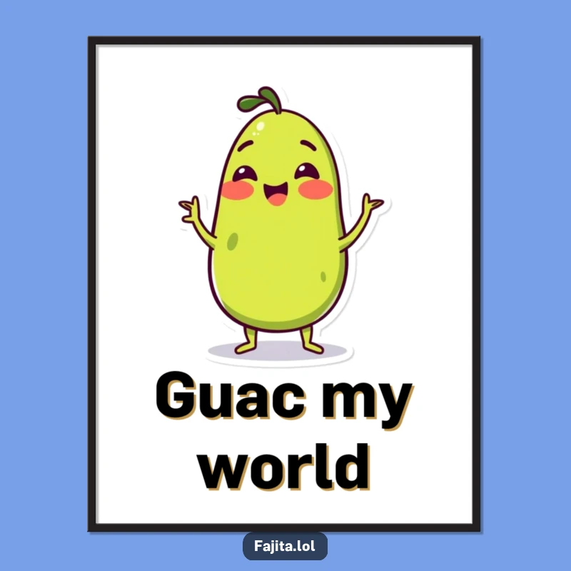 Funny Guacamole Wiggle Poster: Cheerful Avocado Dancing Art, Lively Funny Gift Decor