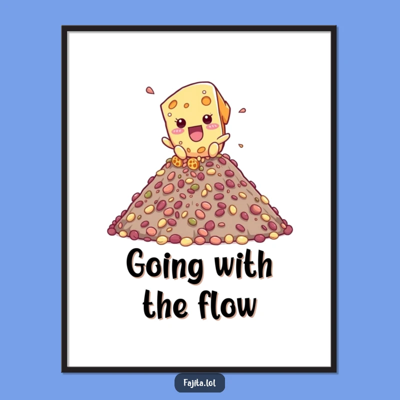 Funny Cheese Shred Poster - Playful Cascade Wall Art, Unique Gift Idea