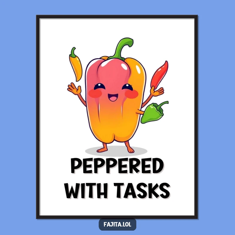Funny Bell Pepper Juggling Poster: Vibrant Wall Art for a Touch of Whimsy