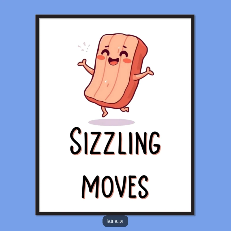 Funny Grilled Meat Shimmy Poster - Hilarious Dancing Art for Kitchen