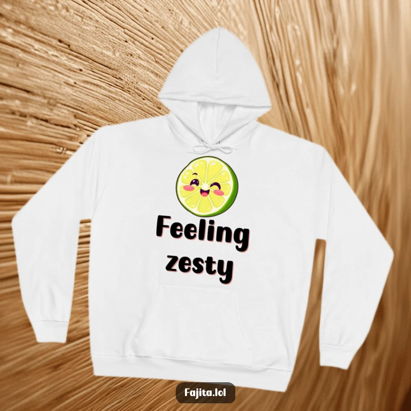 Funny Fajita Lime Slice Hoodie featuring a smiling, wiggling character, offering warmth and humorous delight.