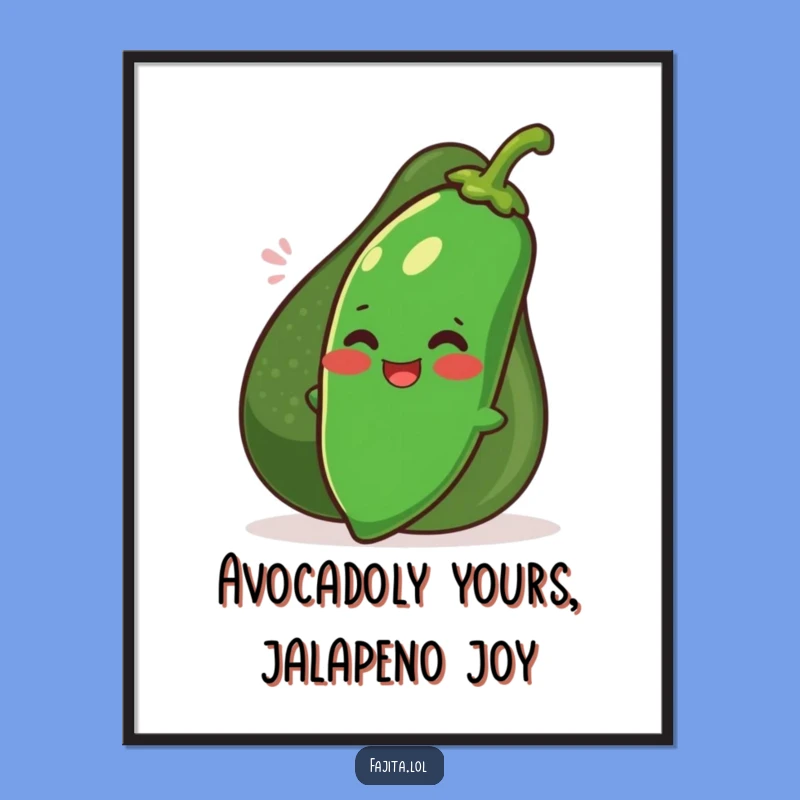Funny Free Printable Wall Art: Giggling Jalapeno & Avocado Downloadable Decor