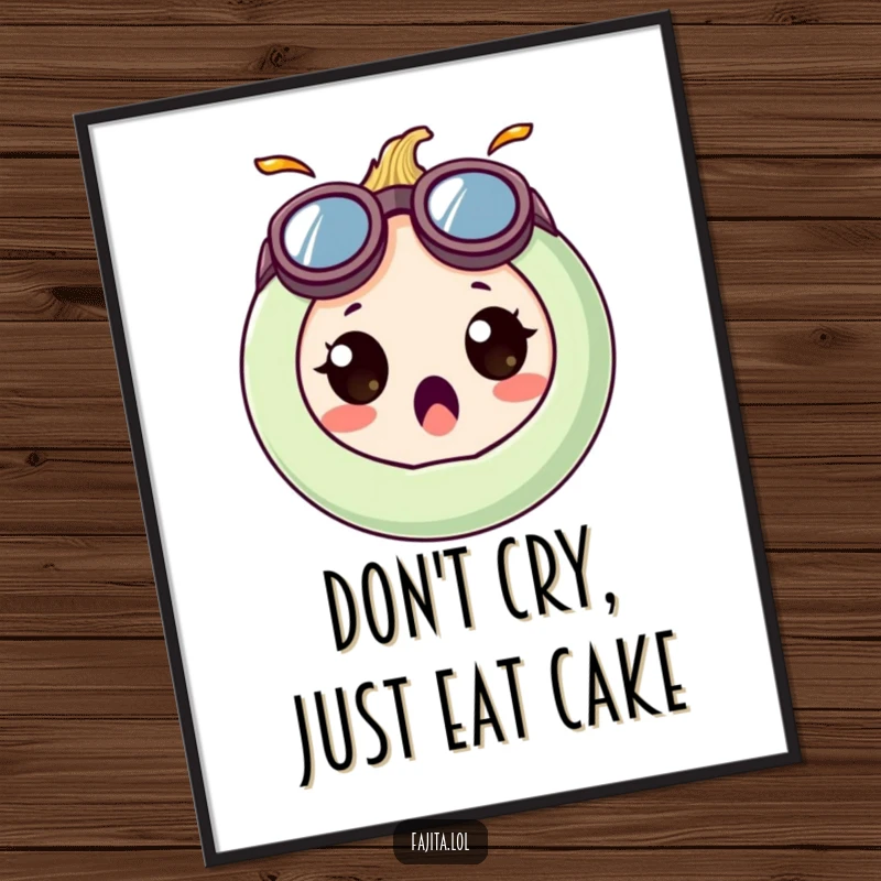 Funny Free Printable Wall Art: A Surprised Onion Ring Character Wearing Extra-Large, Goofy Goggles!