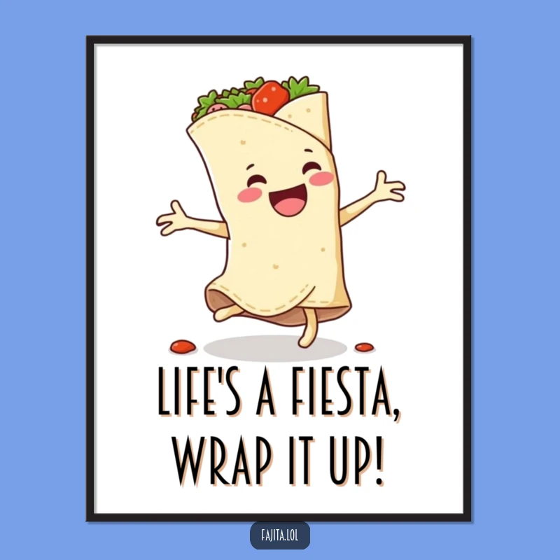 Free Printable Wall Art: Funny Fajita Wrap Cartwheel - Downloadable Fun Kitchen Decor